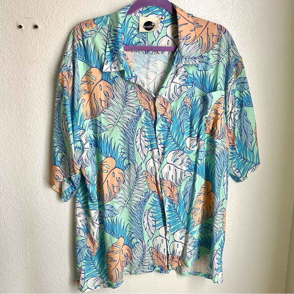 Boardies Apparel Men’s XL Tropical Leaf Print Button-Up Shirt NWOT Summer Top